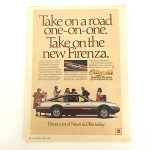 Vintage Oldsmobile Firenza Print Ad 1978 GM Advertising Mancave Car Show Display